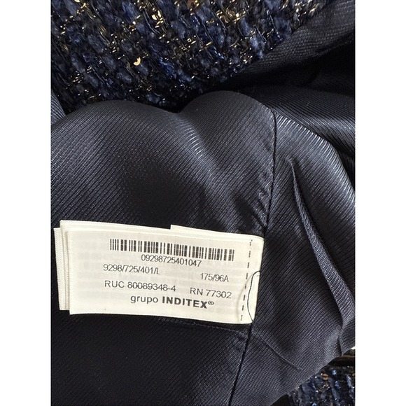 Zara Women's Size L Navy Structured Belted Sequin Vest NEW NWT - Picture 6 of 11